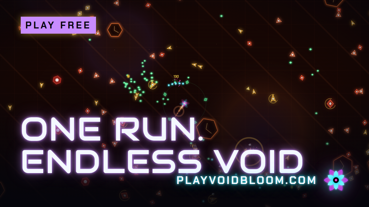Voidbloom gameplay — one run into the endless void with escalating enemies